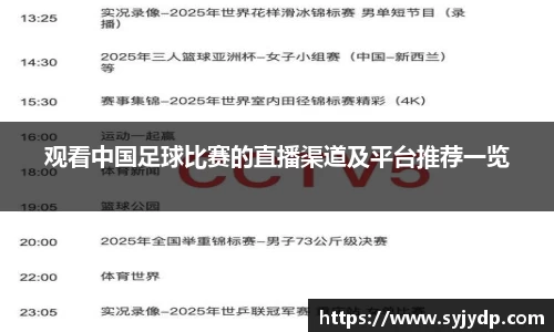 观看中国足球比赛的直播渠道及平台推荐一览